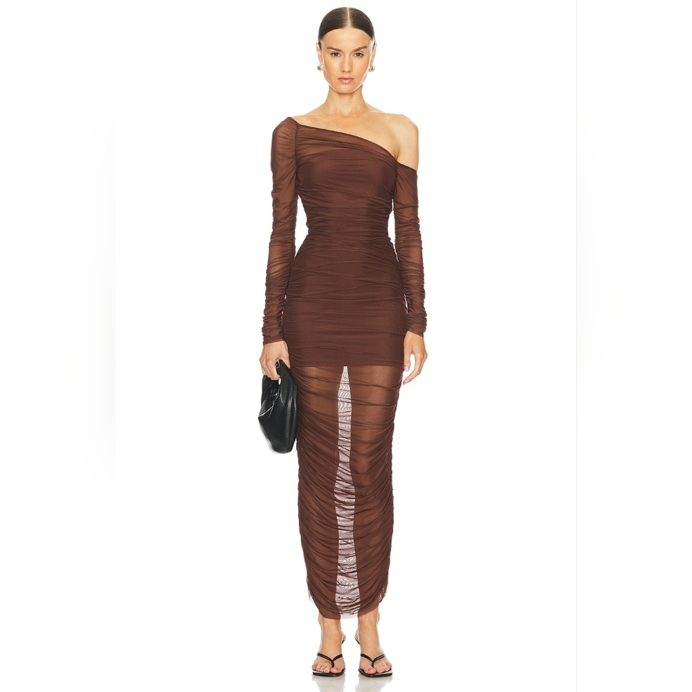 SEROYA Chantae Mesh Brown Dress Size M